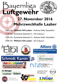 Luftgewehr 27. November 2016 Mehrzweckhalle Laaber