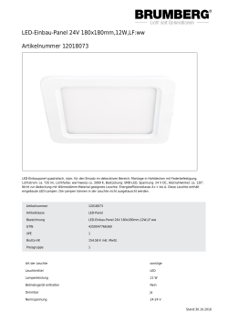 LED-Einbau-Panel 24V 180x180mm,12W,LF:ww