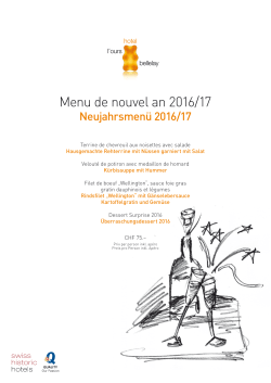 Menu de nouvel an 2016/17 - Hôtel de l`Ours Bellelay