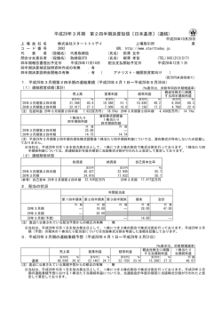 平成29年3月期 第2四半期決算短信