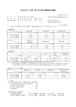平成29年3月期 第2四半期 財務諸表の概要