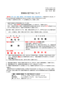 警報時の登下校について 発 令 中 自 宅 待 機 解 除 警 報 発 令 中 臨 時