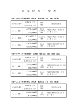 公 売 財 産 一 覧 表