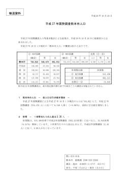 平成 27 年国勢調査熊本市人口 報道資料