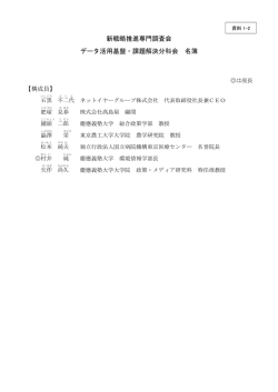 新戦略推進専門調査会 データ活用基盤・課題解決分科会 名簿