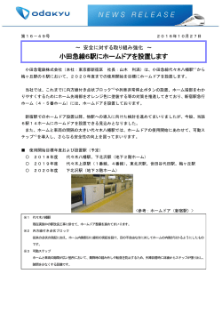 小田急線6駅にホームドアを設置します