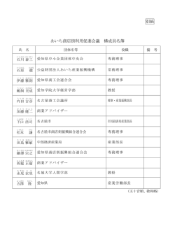 別紙 あいち商店街利用促進会議 構成員名簿
