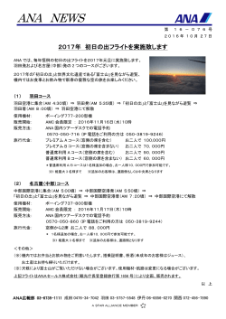 2017年 初日の出フライトを実施致します