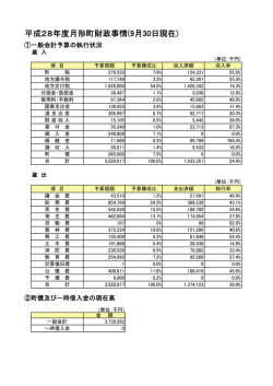 平成28年度月形町財政事情(9月30日現在)