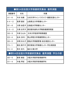 第54回全国大学保健研究集会 優秀演題 第54回全国大学保健研究