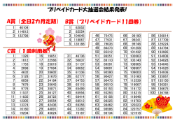 プリペイドカード大抽選会結果発表! B賞（プリペイドカード11回券） C賞（1