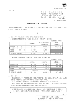業績予想の修正に関するお知らせ 銀行単体において、与信関係費用や