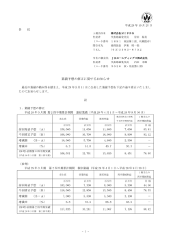 業績予想の修正に関するお知らせ
