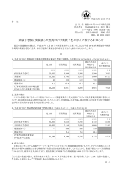 業績予想値と実績値との差異および業績予想の修正に関するお知らせ