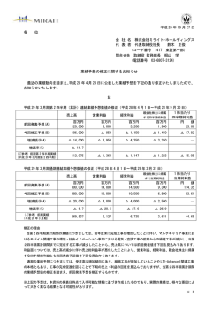 業績予想の修正に関するお知らせ