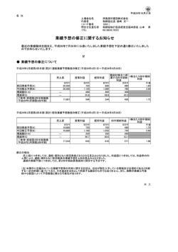 業績予想の修正に関するお知らせ