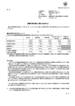業績予想の修正に関するお知らせ