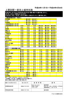 上諏訪駅～新田上線時刻表