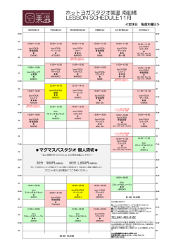ホットヨガスタジオ美温 南船橋 LESSON SCHEDULE11月