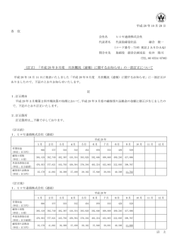 （訂正）「平成 28 年9月度 月次概況（速報）に関するお知らせ」の一部