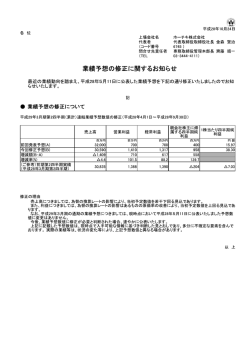 業績予想の修正に関するお知らせ