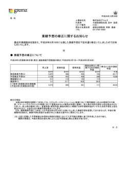 業績予想の修正に関するお知らせ