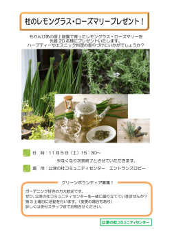 杜のレモングラス・ローズマリープレゼント！