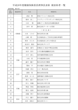 平成28年度健康保険委員理事長表彰 被表彰者一覧