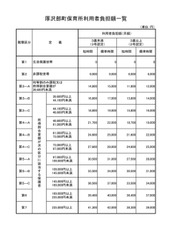 平成28年度厚沢部町保育所利用者負担額一覧