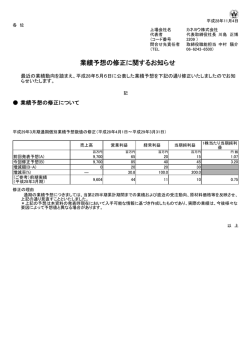 業績予想の修正に関するお知らせ