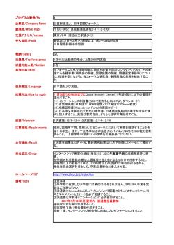 プログラム番号/No 企業名/Company Name 勤務地/Work Place 交通