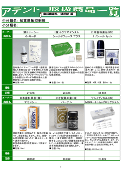 中分類名： 小分類名： 知覚過敏抑制剤
