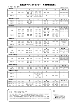 北里大学メディカルセンター 外来診療担当表①