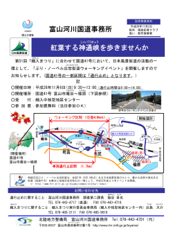 富山河川国道事務所 紅葉する神通峡を歩きませんか