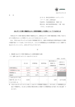 2016 年 9 月期の業績見込みと前期実績値との差異についてのお知らせ