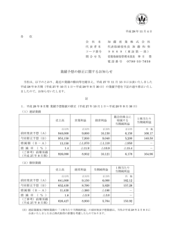 業績予想の修正に関するお知らせ