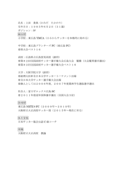氏名：上田 貴典（かみだ たかのり） 生年月日：1985年6月2日（31歳