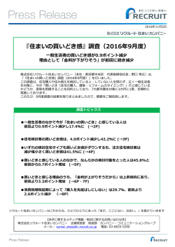 調査(2016年9月度) - リクルート住まいカンパニー