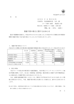 業績予想の修正に関するお知らせ