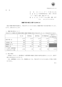 業績予想の修正に関するお知らせ