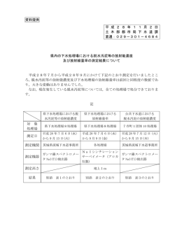 資料提供 県内の下水処理場における脱水汚泥等の放射能濃度