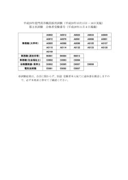 第2次試験 合格者受験番号