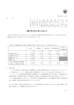 業績予想の修正に関するお知らせ