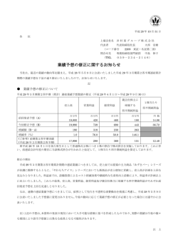 業績予想の修正に関するお知らせ 業績予想の修正に関するお知らせ