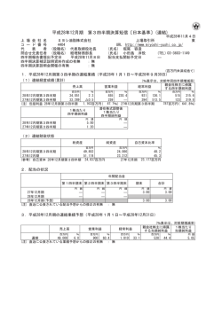 平成28年12月期 第3四半期決算短信〔日本基準