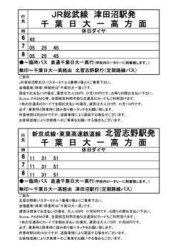 千 葉 日 大 一 高 方 面 JR総武線 津田沼駅発 千 葉 日 大 一 高 方 面