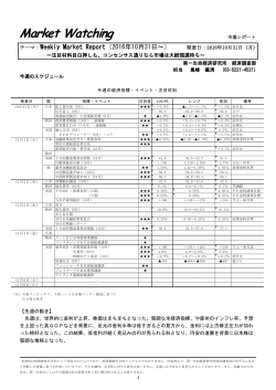 Weekly Market Report（2016年10月31日～） ～注目材料目白押しも