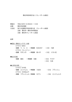桑名市民体育大会（バレーボール競技） 開催日 平成28年 10 月9日・10