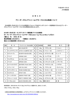 ブリーダーズカップフィリー＆メアターフ(G1)の出馬表について