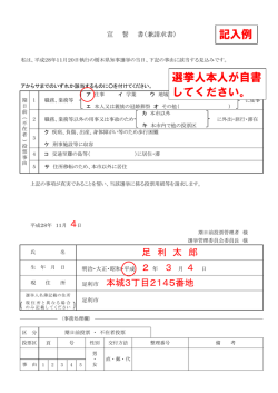 記入例 選挙人本人が自書 してください。